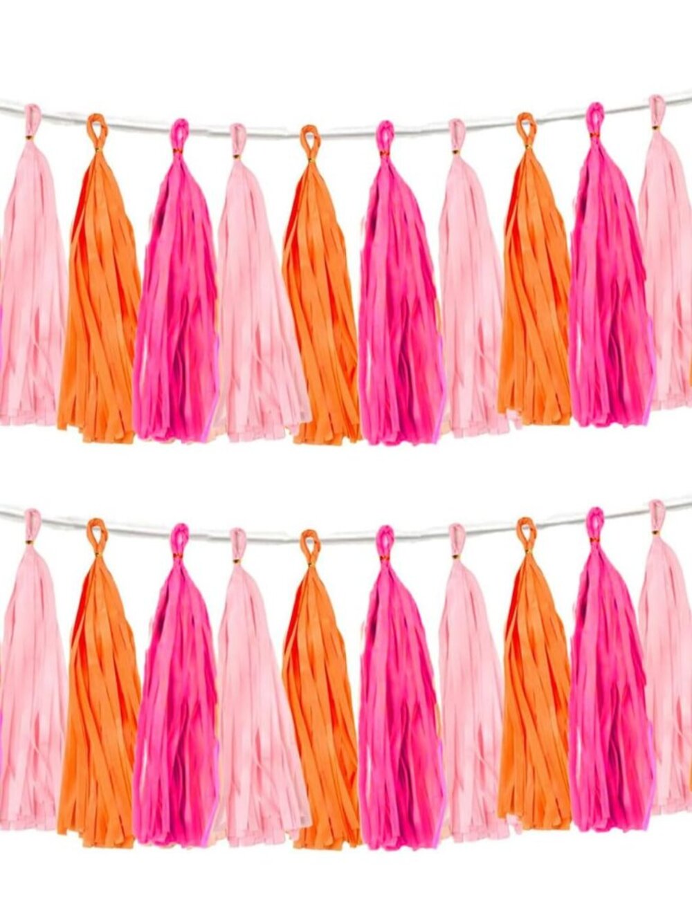 Rose red Pink and Orange Tassel Garland Banner Paper Tassels for Party Decoratio